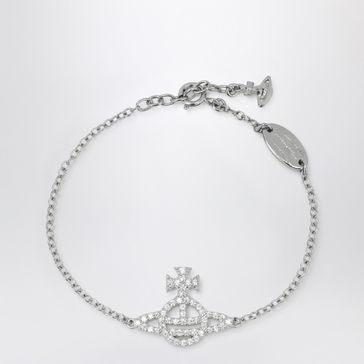 Vivienne Westwood Platinum Orb logo bracelet with crystals